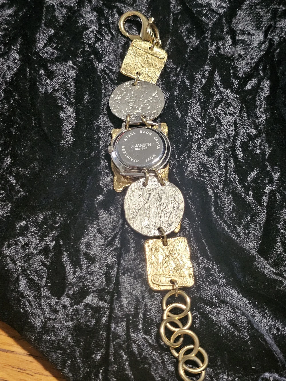 Jensen Gold-Tone Textured Charm Bracelet Watch